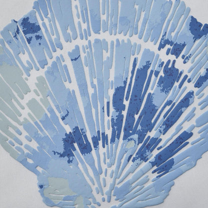18" Blue And White Coastal Seashell Throw Pillow