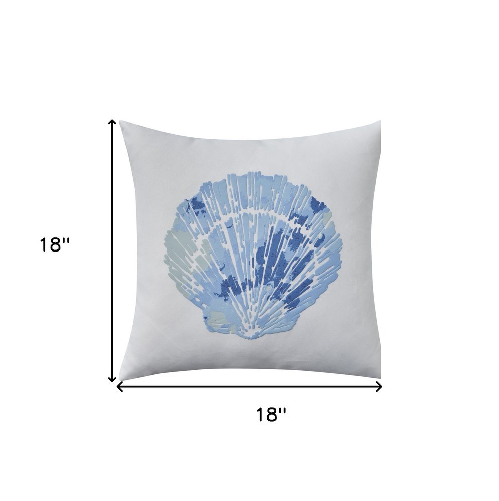 18" Blue And White Coastal Seashell Throw Pillow — view 11