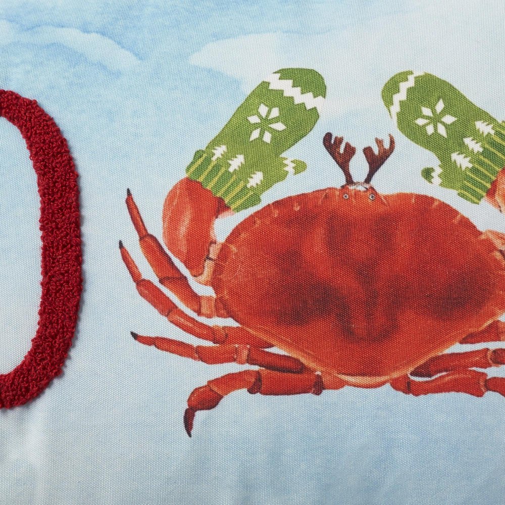 14" X 22" Blue White And Red Crab Love Throw Pillow with Embroidery — view 3
