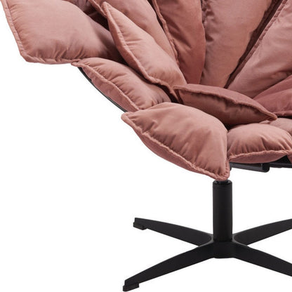 42" Pink And Black Velvet And Upholstered Swivel Side Chair HomeRoots