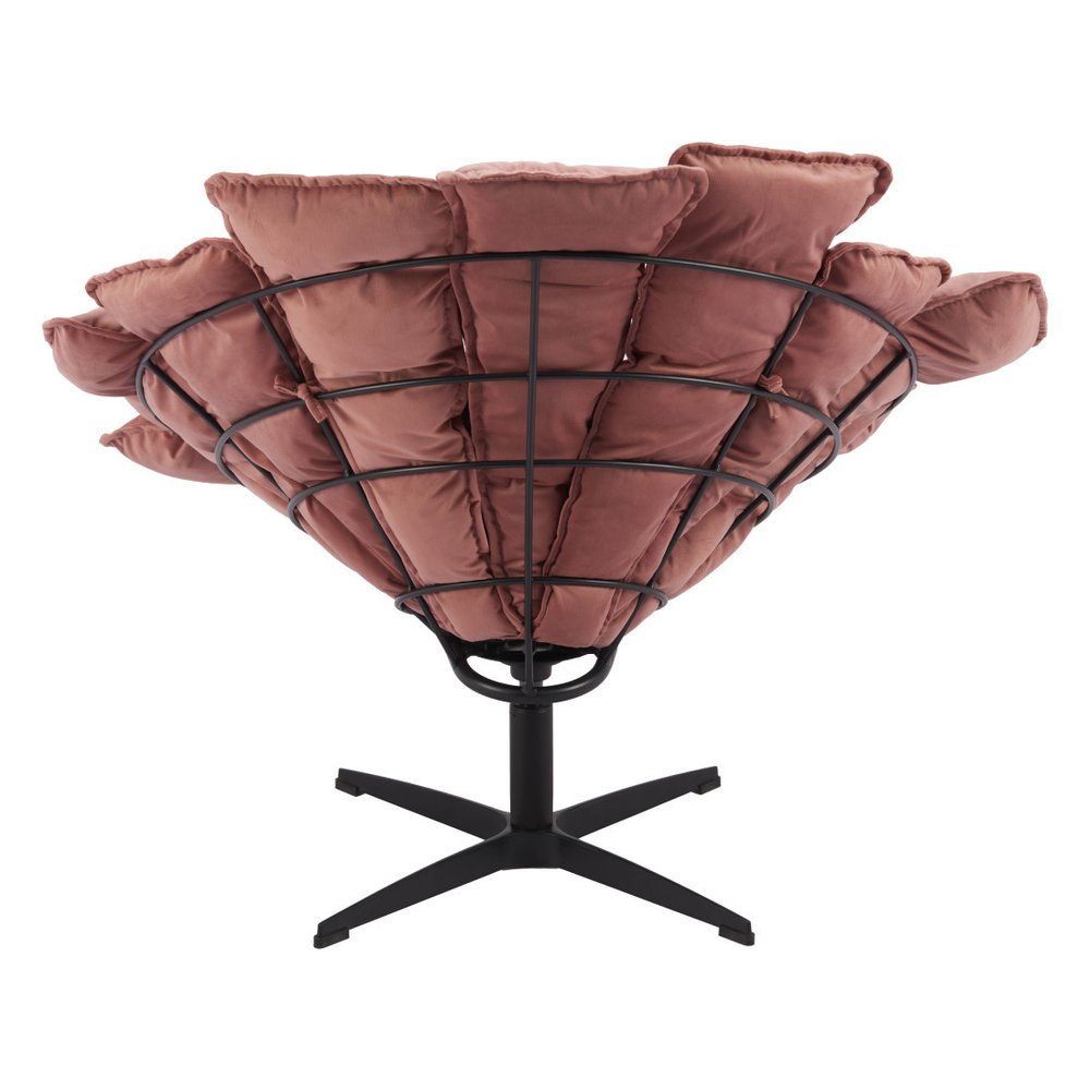 42" Pink And Black Velvet And Upholstered Swivel Side Chair HomeRoots