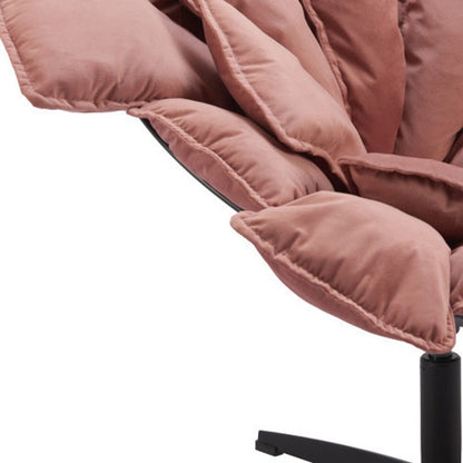 42" Pink And Black Velvet And Upholstered Swivel Side Chair HomeRoots
