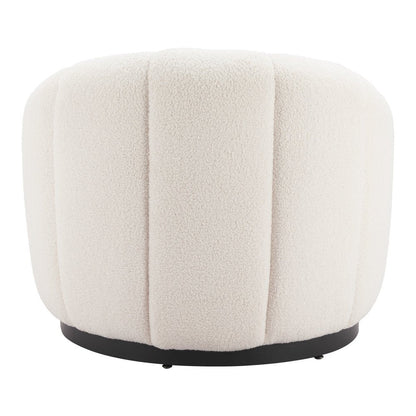 36" Cream And Black Faux Shearling And Upholstered Barrel Chair HomeRoots