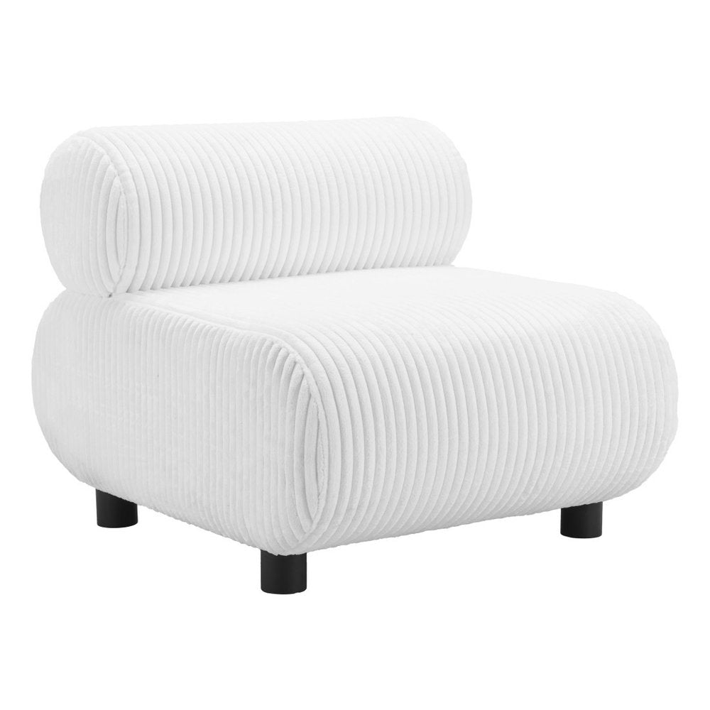 31" White And Black Corduroy And Upholstered Side Chair HomeRoots