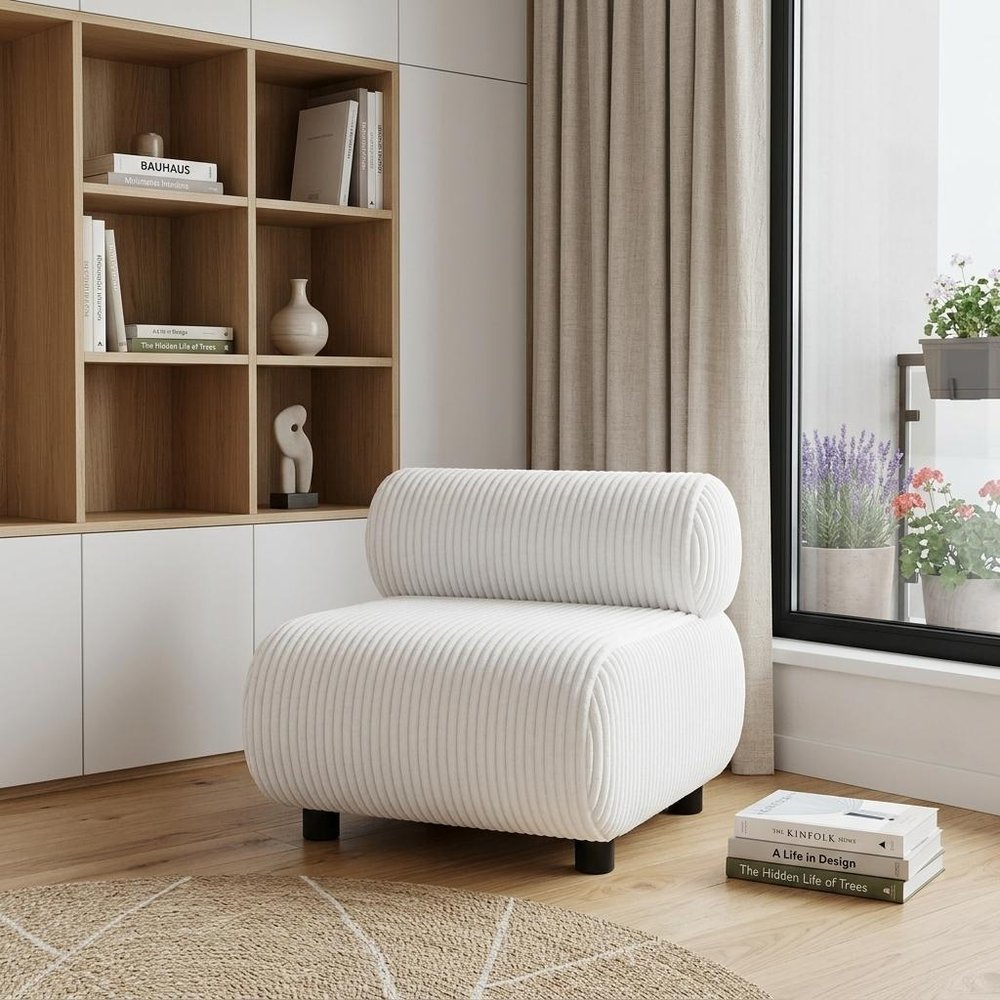 31" White And Black Corduroy And Upholstered Side Chair HomeRoots