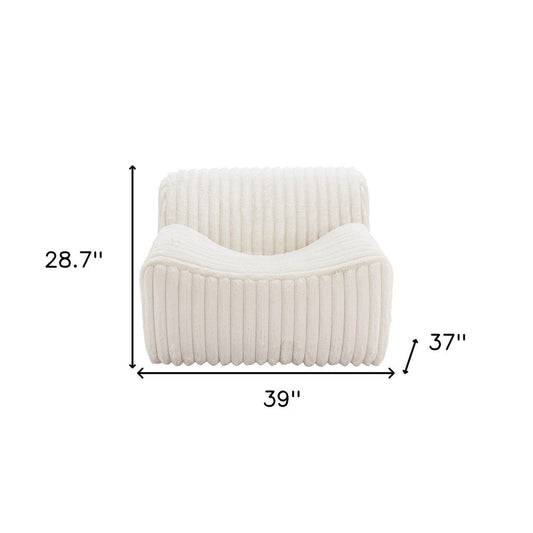 39" Cream Faux Fur And Upholstered Tufted Lounge Chair HomeRoots