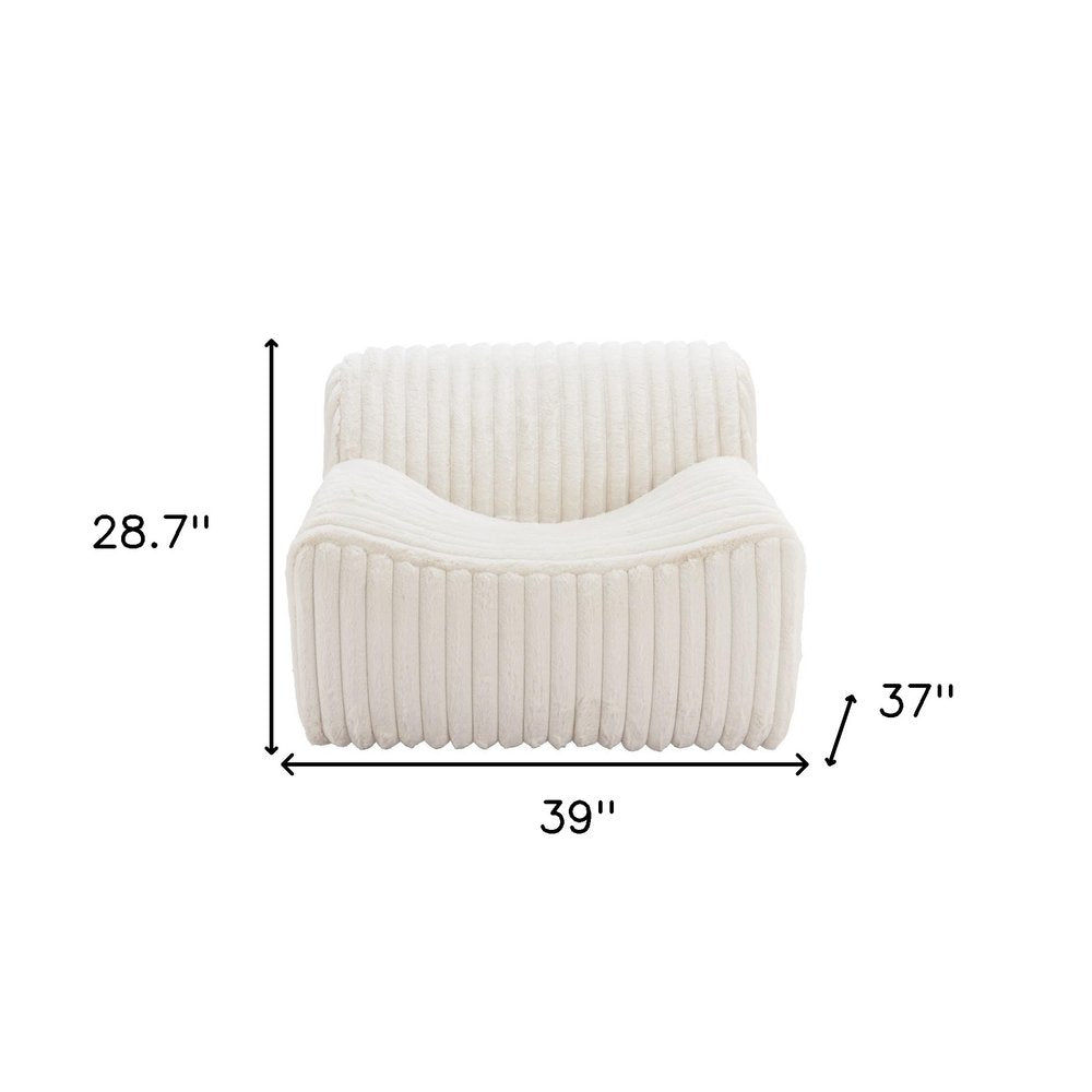 39" Cream Faux Fur And Upholstered Tufted Lounge Chair HomeRoots