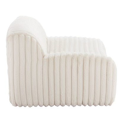 39" Cream Faux Fur And Upholstered Tufted Lounge Chair HomeRoots