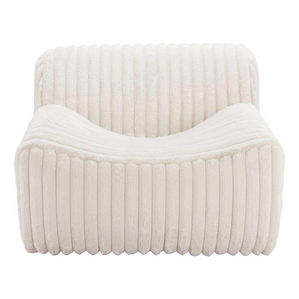 39" Cream Faux Fur And Upholstered Tufted Lounge Chair HomeRoots