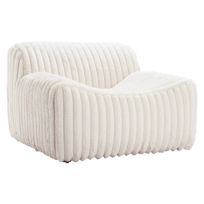39" Cream Faux Fur And Upholstered Tufted Lounge Chair HomeRoots