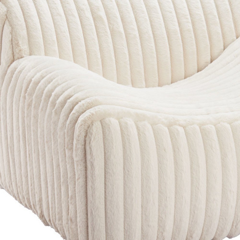 39" Cream Faux Fur And Upholstered Tufted Lounge Chair HomeRoots