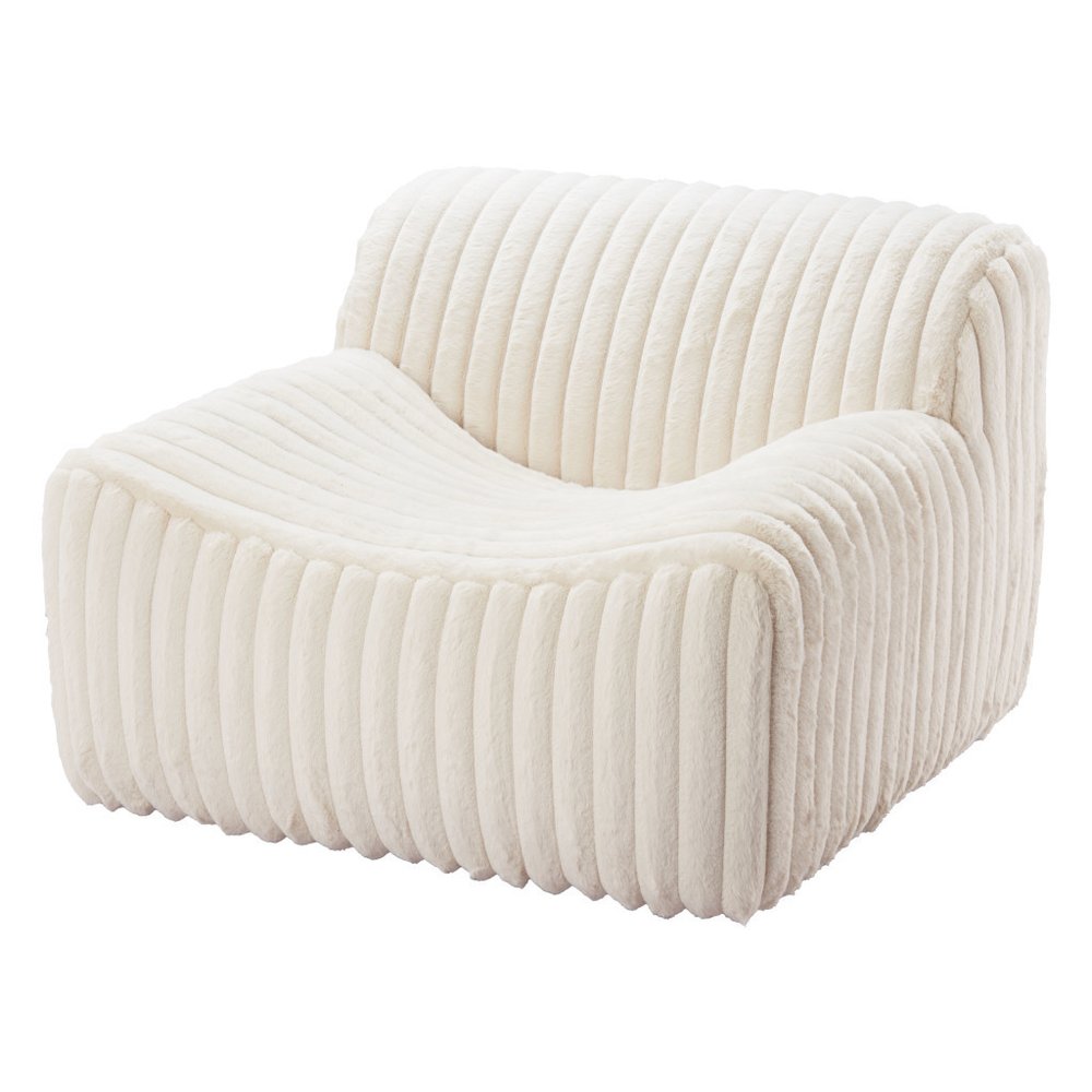 39" Cream Faux Fur And Upholstered Tufted Lounge Chair HomeRoots