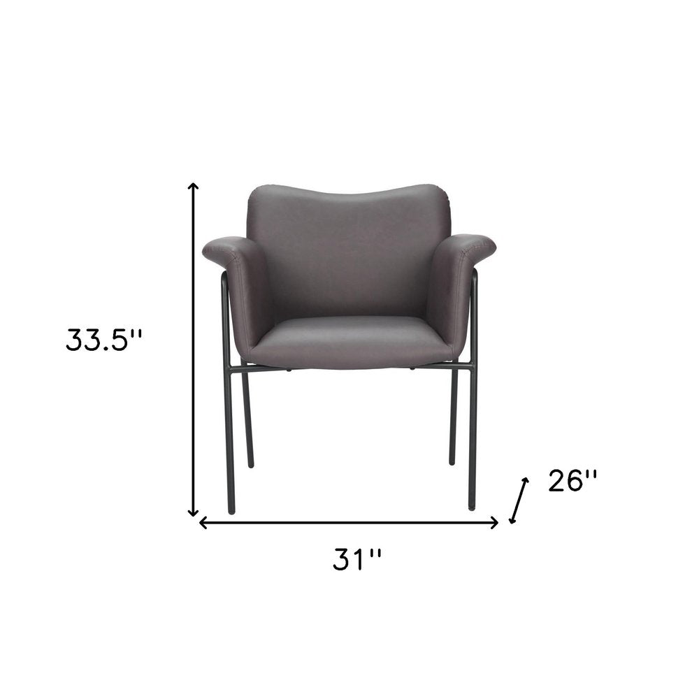 31" Brown And Black Faux Leather And Faux Leather Arm Chair HomeRoots
