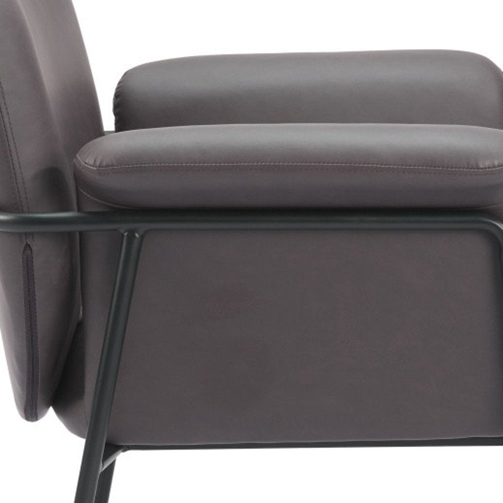 31" Brown And Black Faux Leather And Faux Leather Arm Chair HomeRoots