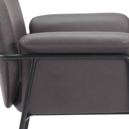 31" Brown And Black Faux Leather And Faux Leather Arm Chair HomeRoots