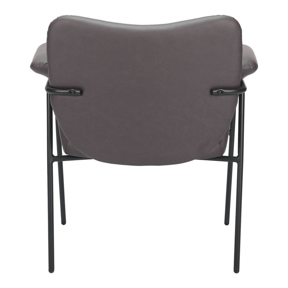 31" Brown And Black Faux Leather And Faux Leather Arm Chair HomeRoots