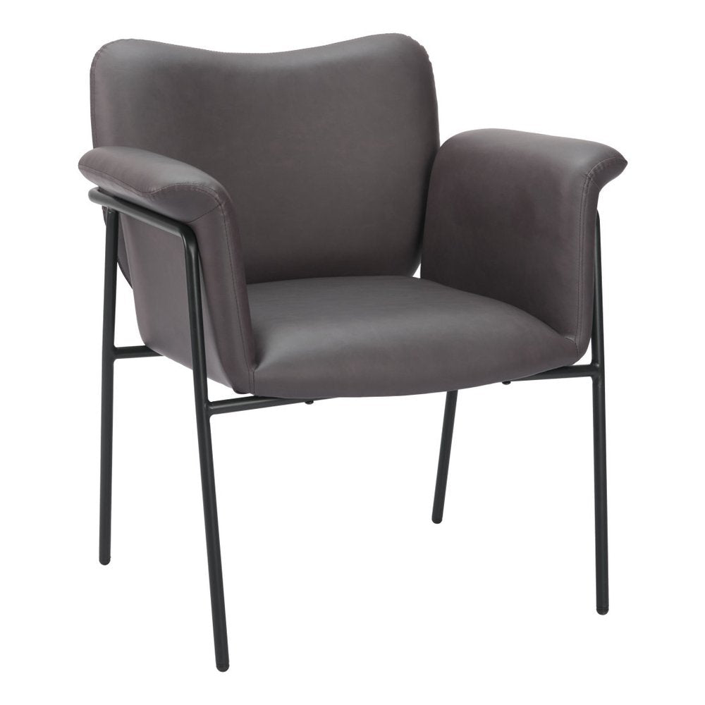 31" Brown And Black Faux Leather And Faux Leather Arm Chair HomeRoots