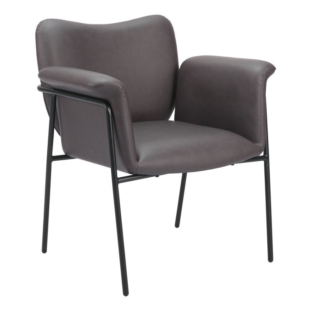 31" Brown And Black Faux Leather And Faux Leather Arm Chair HomeRoots
