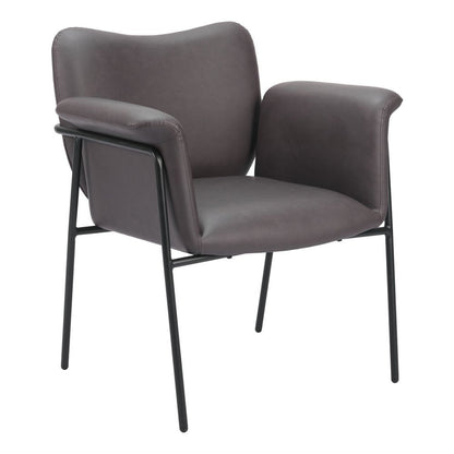 31" Brown And Black Faux Leather And Faux Leather Arm Chair HomeRoots