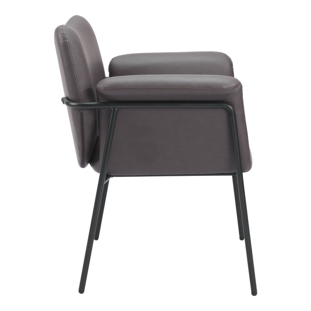 31" Brown And Black Faux Leather And Faux Leather Arm Chair HomeRoots