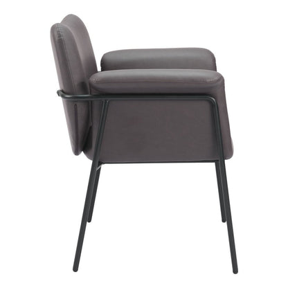 31" Brown And Black Faux Leather And Faux Leather Arm Chair HomeRoots