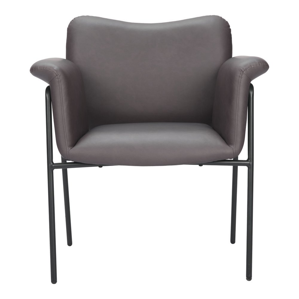 31" Brown And Black Faux Leather And Faux Leather Arm Chair — view 5