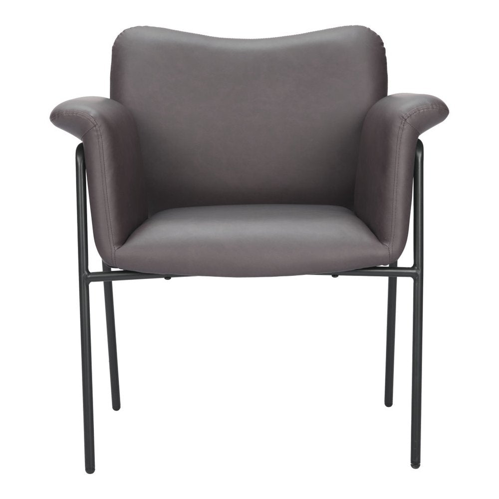 31" Brown And Black Faux Leather And Faux Leather Arm Chair HomeRoots