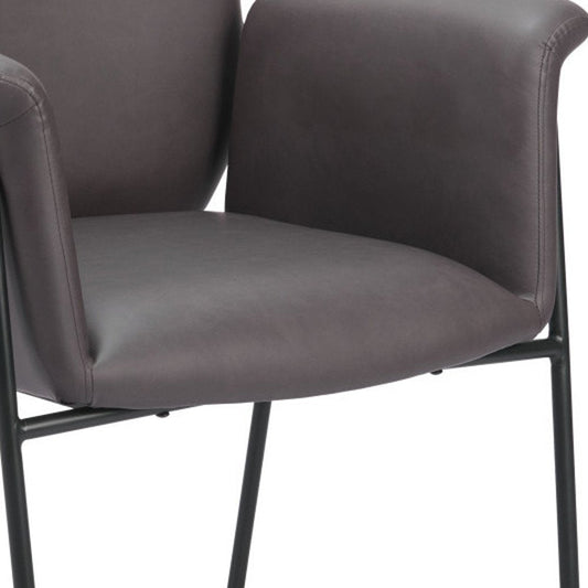 31" Brown And Black Faux Leather And Faux Leather Arm Chair HomeRoots