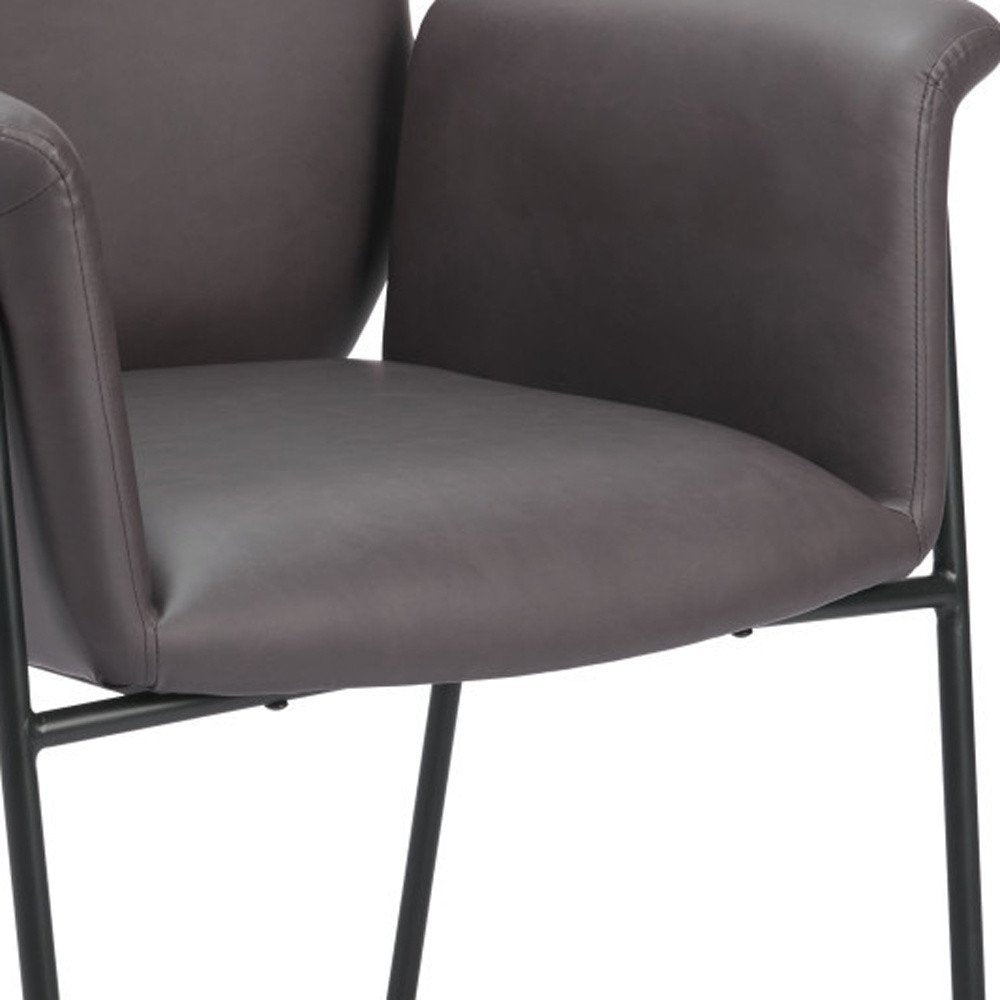 31" Brown And Black Faux Leather And Faux Leather Arm Chair HomeRoots