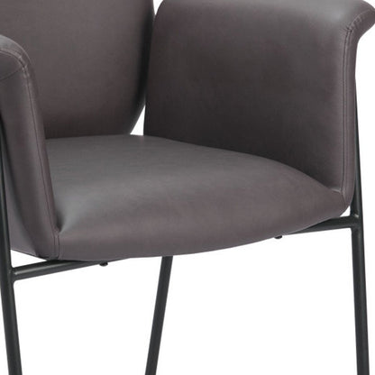 31" Brown And Black Faux Leather And Faux Leather Arm Chair HomeRoots