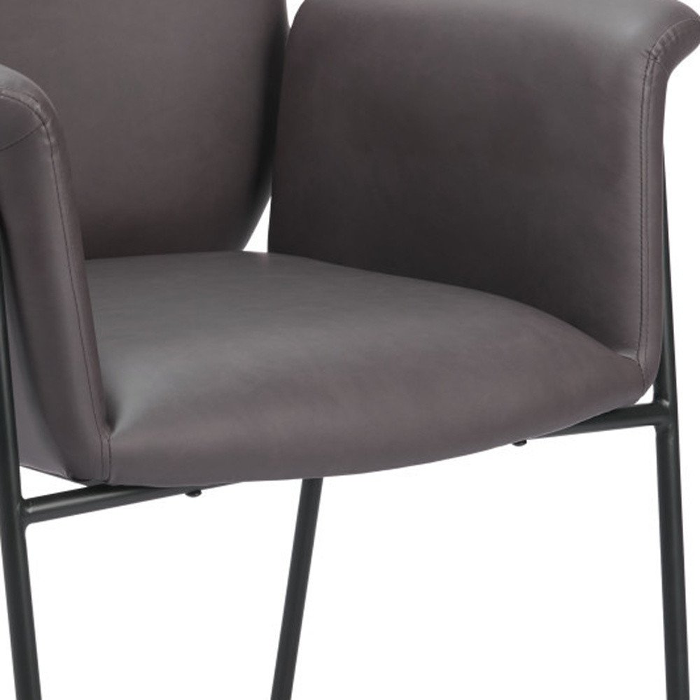 31" Brown And Black Faux Leather And Faux Leather Arm Chair — view 1