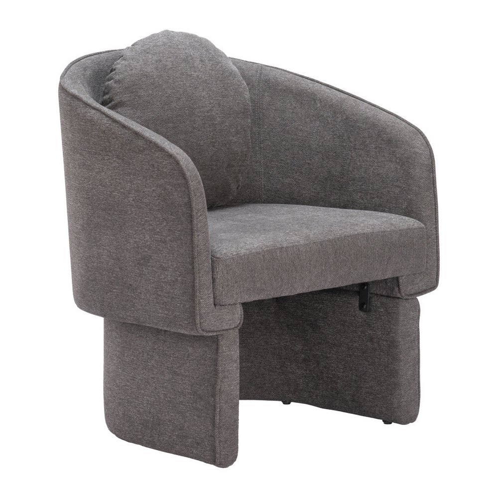 28" Gray Upholstered Club Chair And Toss Pillow HomeRoots