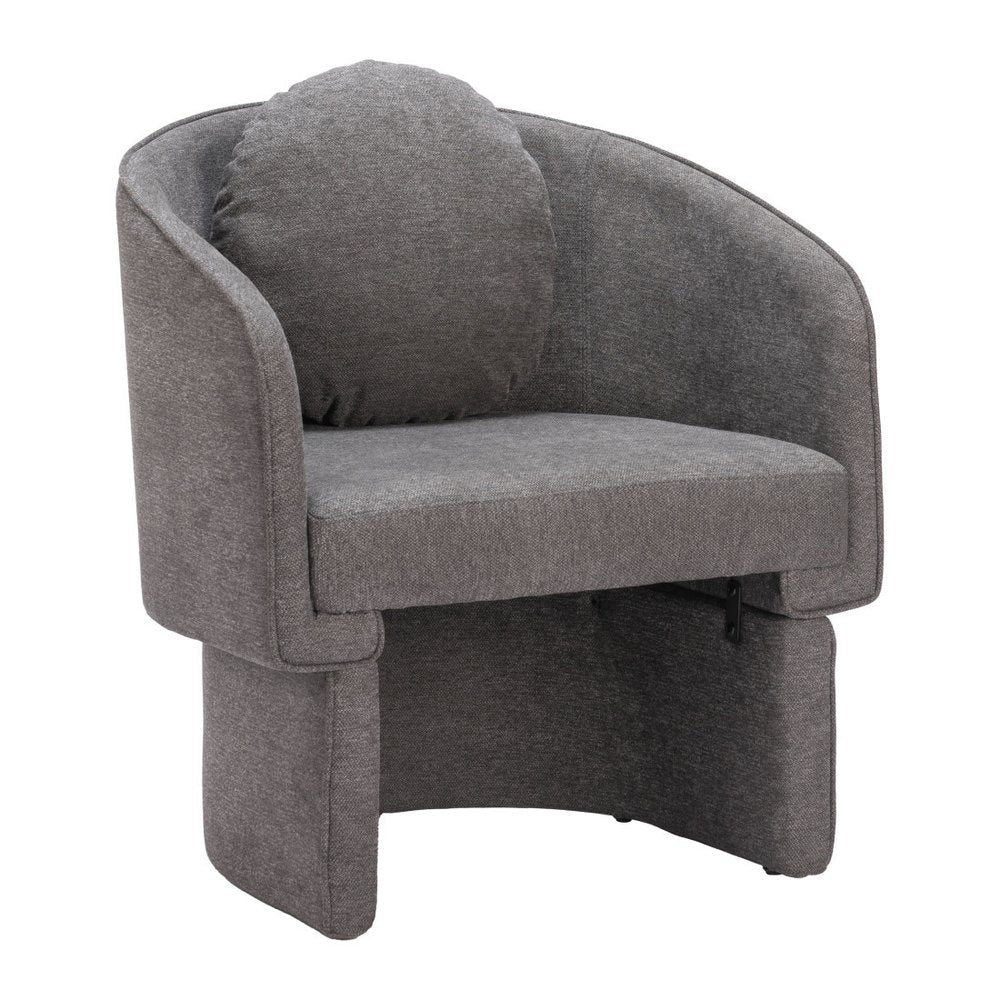 28" Gray Upholstered Club Chair And Toss Pillow HomeRoots