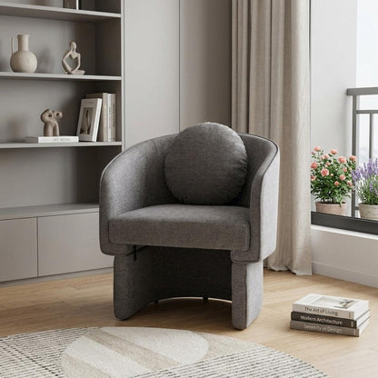 28" Gray Upholstered Club Chair And Toss Pillow HomeRoots