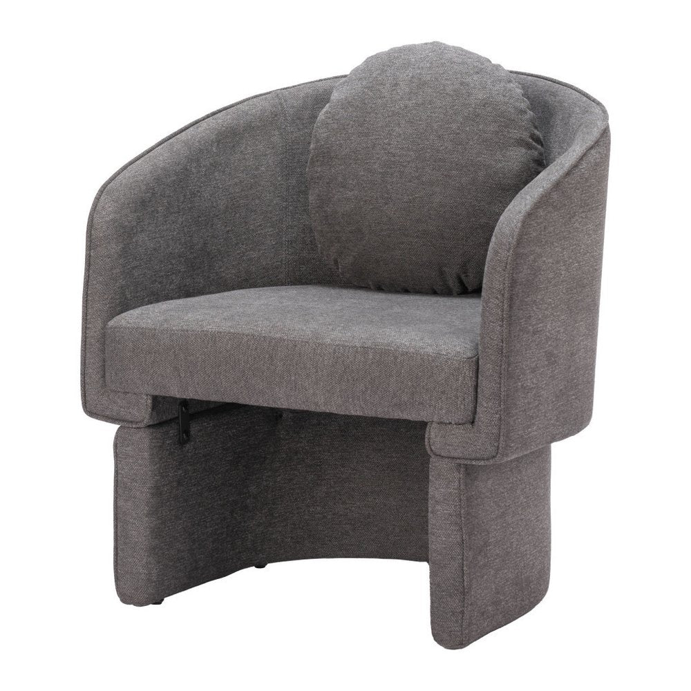 28" Gray Upholstered Club Chair And Toss Pillow HomeRoots
