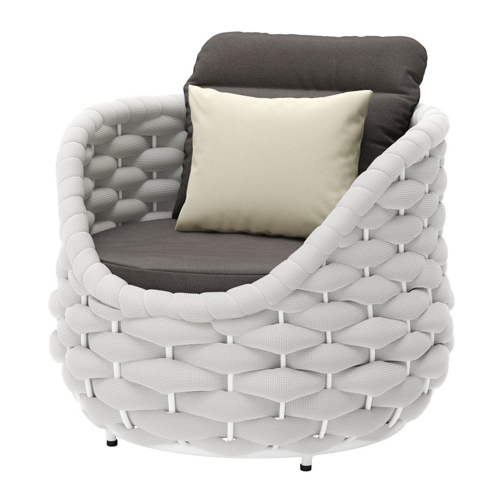 34" Gray And White Fabric Club Chair And Toss Pillow — view 1