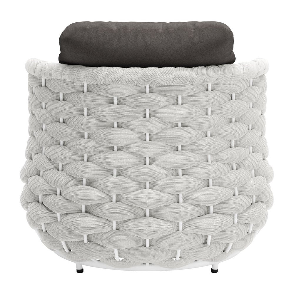 34" Gray And White Fabric Club Chair And Toss Pillow HomeRoots