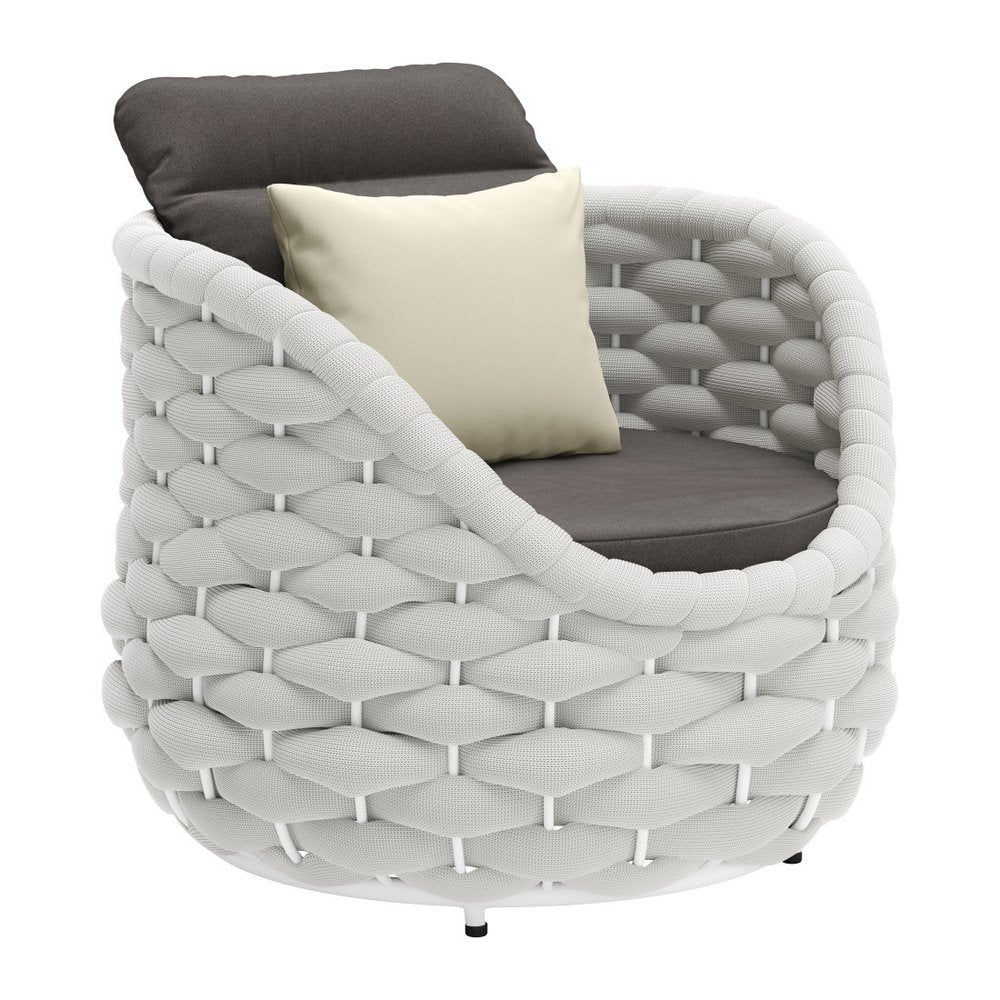 34" Gray And White Fabric Club Chair And Toss Pillow HomeRoots