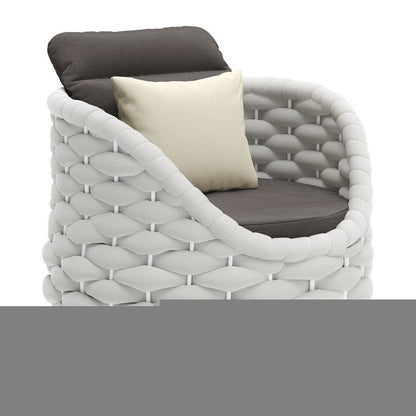 34" Gray And White Fabric Club Chair And Toss Pillow HomeRoots