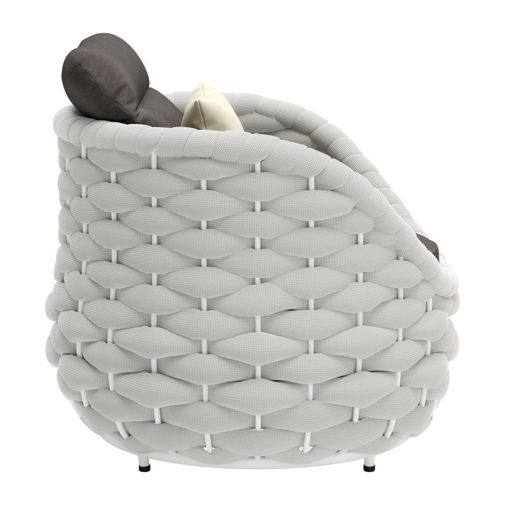 34" Gray And White Fabric Club Chair And Toss Pillow — view 4