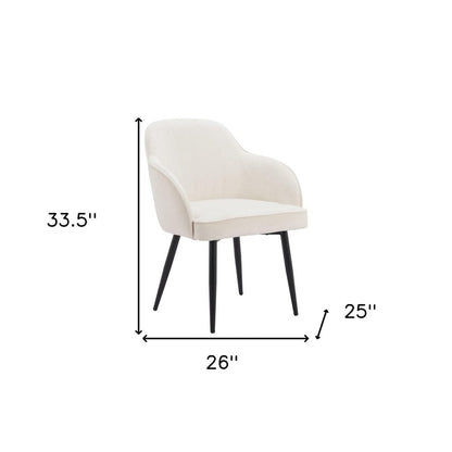 Set of Two Ivory and Black Velvet Dining Arm Chairs HomeRoots