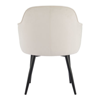 Set of Two Ivory and Black Velvet Dining Arm Chairs HomeRoots