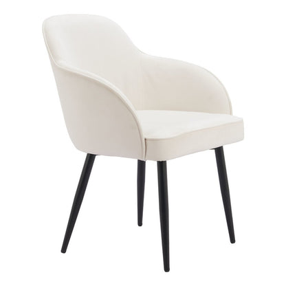 Set of Two Ivory and Black Velvet Dining Arm Chairs HomeRoots