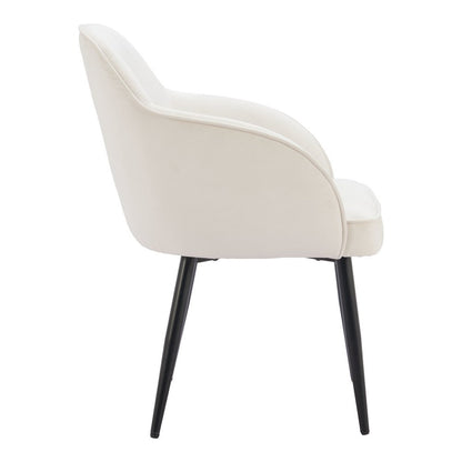Set of Two Ivory and Black Velvet Dining Arm Chairs HomeRoots
