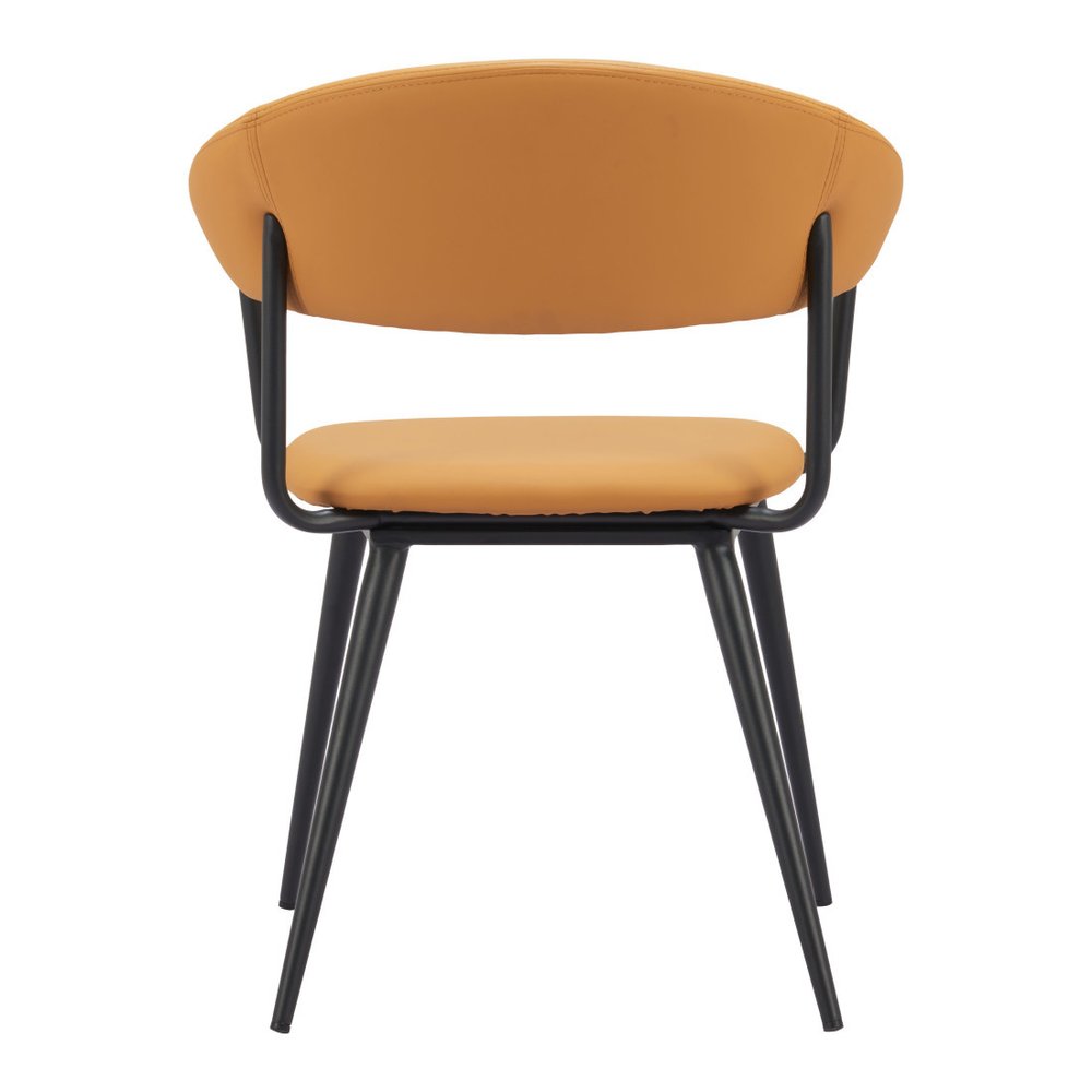 Brown and Black Faux Leather Open Back Dining Arm Chair HomeRoots