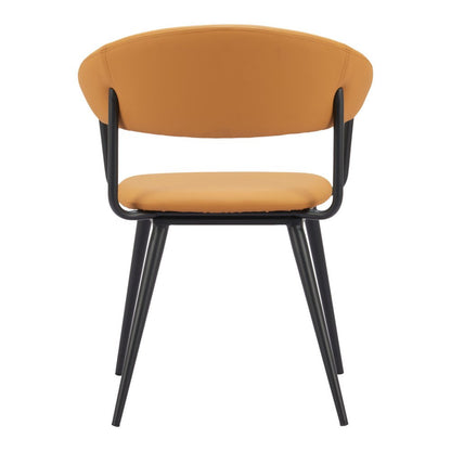 Brown and Black Faux Leather Open Back Dining Arm Chair HomeRoots