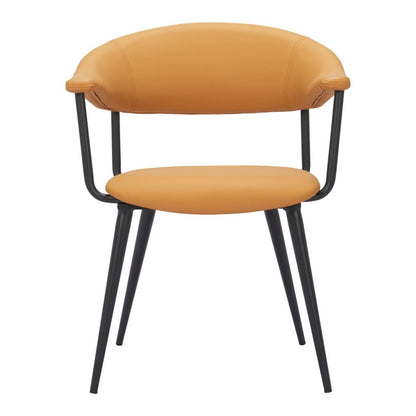 Brown and Black Faux Leather Open Back Dining Arm Chair HomeRoots