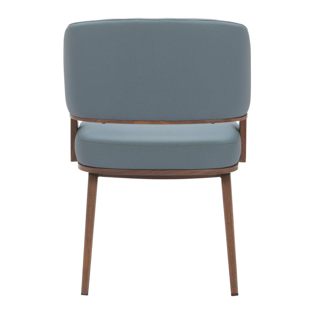 Gray and Walnut Faux Leather Open Back Dining Arm Chair HomeRoots