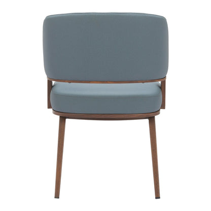 Gray and Walnut Faux Leather Open Back Dining Arm Chair HomeRoots