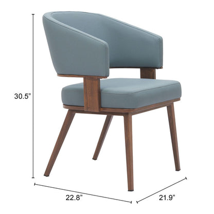 Gray and Walnut Faux Leather Open Back Dining Arm Chair HomeRoots